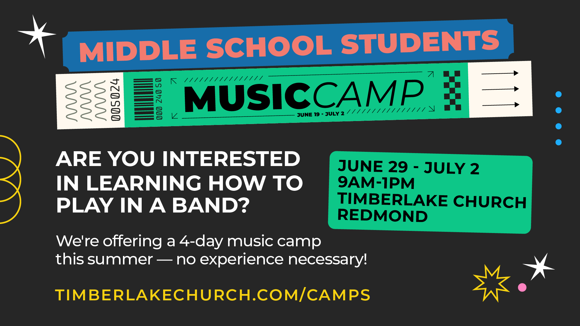 Timberlake Music Camp logo