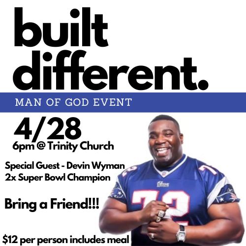 Man of God Event - built different. logo