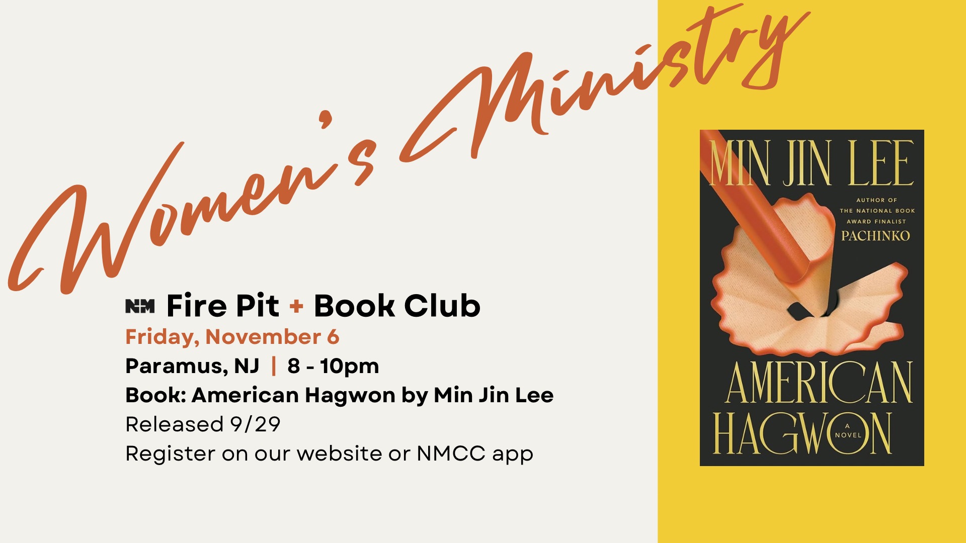 Fire Pit + Book Club Night: American Hagwon hosted by New Mercy Women's Ministry logo