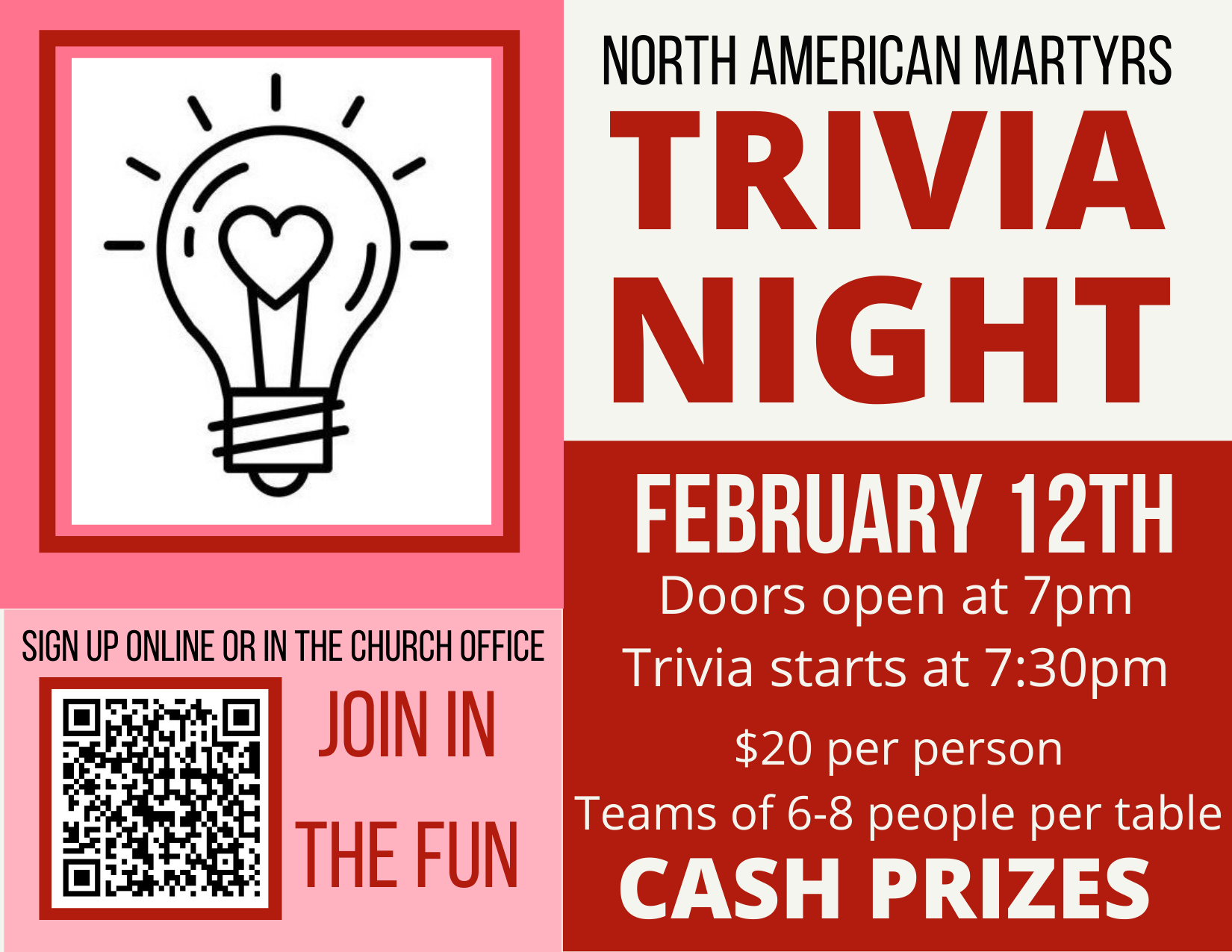 North American Martyrs Trivia Night logo